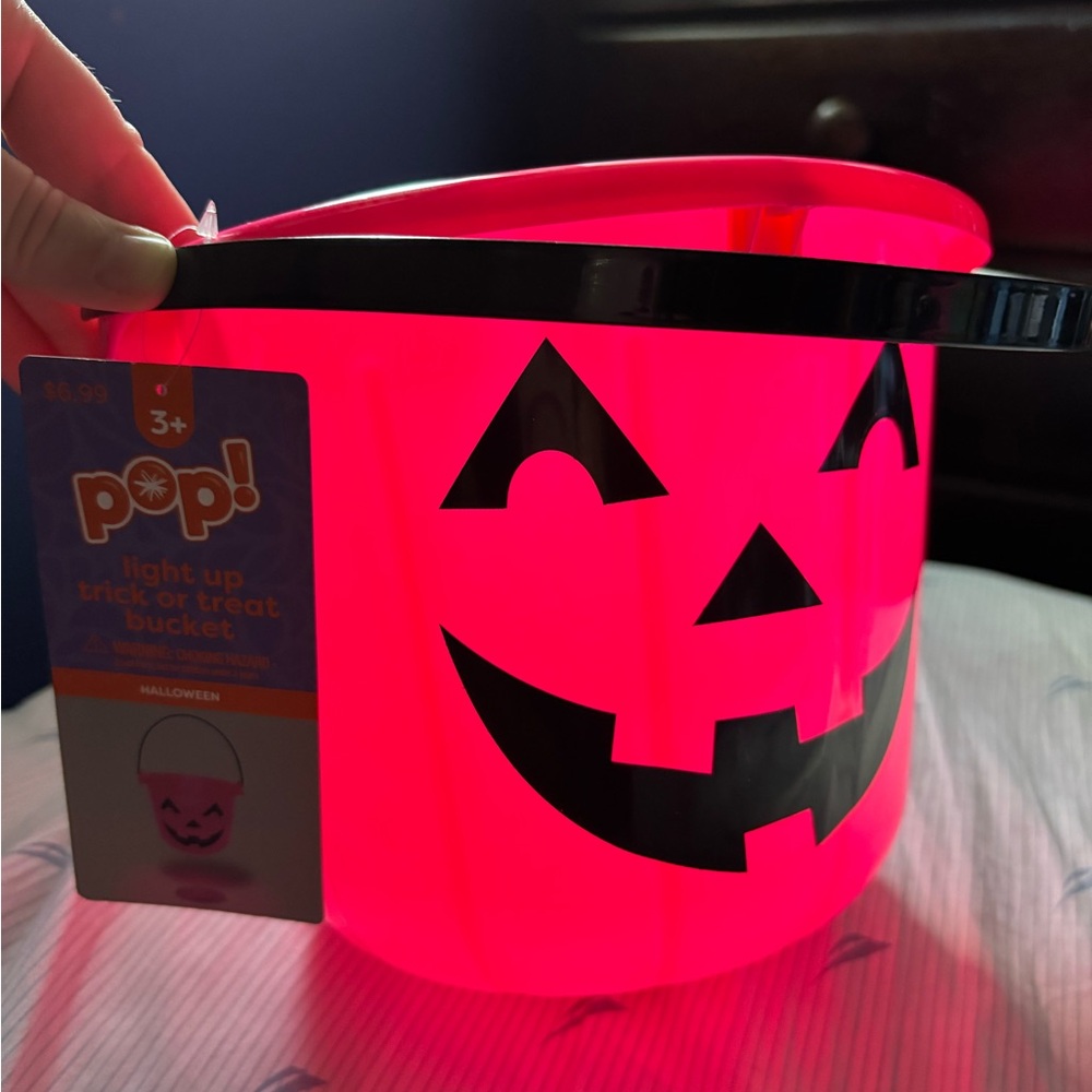 POP Pink and Black Light-Up Halloween Bucket